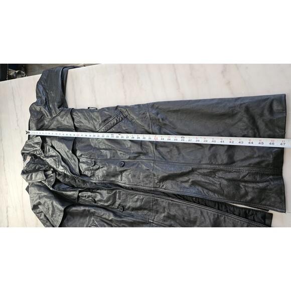 Fabiani Black Genuine Leather Finest Quality Men's Trench Coat Size L - Picture 5 of 11